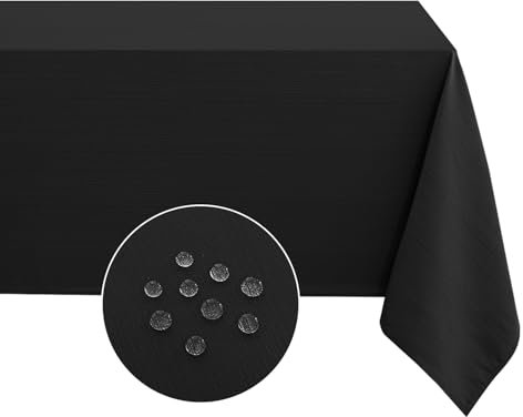 Softalker Tischdecke schwarz abwaschbar 100x100 Mitteldecke Weihnachten Leinen Struktur abwischbar wasserabweisend schmutzabweisend Quadratisch Tischtuch Deko für Party Geburtstag Outdoor Garten