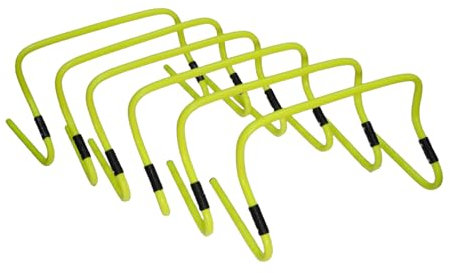 GSi Dual Height Agility Hurdle Pack of 6 – Adjustable 6 & 12 Training Hurdles for Sports, Fitness, and Agility Drills – Durable PVC Yellow Speed Hurdles for Soccer, Track, and Football Training