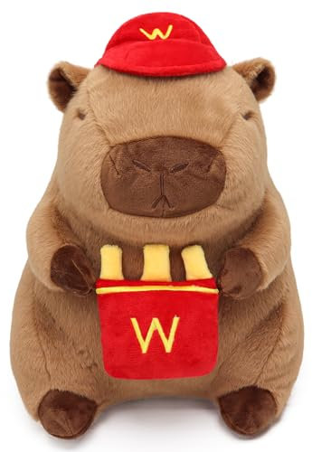 Ponjauk Frites Capybara Kuscheltier 45cm, Capibara Plüschtier Groß Kawaii Wasserschwein Stofftier Kapibara Plush Geburtstag Weihnachten Karneval Geschenk für Kinder