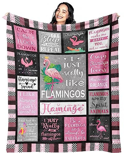 yomeeaaaa Flamingo-Geschenkdecke, 127 x 101,6 cm, rosa Flamingo-Geschenke für Frauen, einzigartig, Flamingo-Dekor, Flamingo-Decke, Flamingo-Geschenkideen für Mädchen, Weihnachten, Geburtstag,