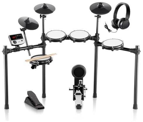VEVOR Set di Batteria Elettronica, 32 Kit di Batteria e 480 Suoni, Kit di Batteria Elettronica, Batteria Rullante a Rete Silenzioso 203,2 mm con Supporto USB MIDI con Piatti, Bacchette e Pedali