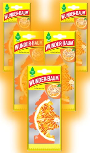 Wunder-Baum Autoduft Lufterfrischer Duftbaum Düfte 5 Stück + Stift light-tribe (Orange Juice)