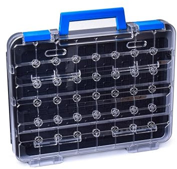 T-BOXX 320 anthrazit & blauer Griff – Werkzeugkoffer für Kleinteile, Transparenter Deckel, Anpassbar, Kompatibel mit SR5, WorkMo & T-BOXX 120, Robust & Belastbar