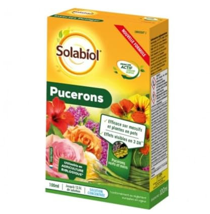 SOLABIOL Anti Pucerons Concentré - Action Rapide - Agit Sur Tous Les Pucerons - 100ml - 12,5L De Solution - Effets Visibles En 3h - Utilisable En Agriculture Biologique SOLIPUC100N