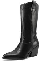 QUEEN HELENA Stivali Camperos a Punta Texani Stivaletti Cowboy con Tacco Donna WS506 (Nero, Sistema Taglie Calzature EU, Adulto, Donna, Numero, Media, 41)
