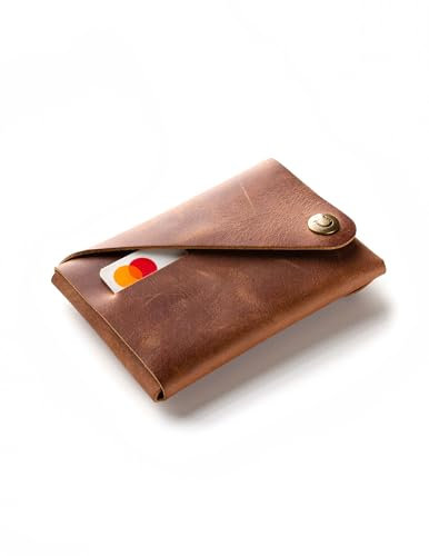 Crazy Horse Craft, Geldbörse Herren Portemonnaie Damen Kartenetui Folded Brown Wallet
