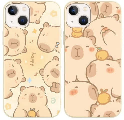 PBNDJVG Kawaii Phone Cases Funny Capybara Case for Apple iPhone 13 mini 5.4 Inch, Anime Cartoon Cute Pattern Shockproof Soft TPU Silicone Gel Drop Protection Case for Women Girls