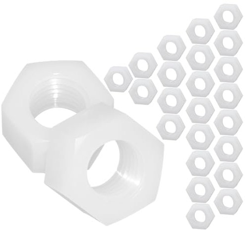 Ctyjia 25 Piezas M3 Tuercas Hexagonal de Nailon, Blanco, Tuercas Hexagonales de Plástico para Tornillos Pernos
