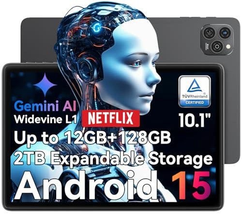 OSCAL Pad 9 Tablet 10 Pulgadas Android 15 con 5G WiFi Tablet,12GB RAM+128GB ROM(2TB Ampliable), Dual SIM Quad-Core 2.0 GHz Tableta, 77000mAh/Widevine L1/Face ID/OTG/GPS/8MP+5MP Tablets Infantil