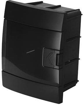 Coffret de Distribution Encastré 1 Rangée pour 4 Modules 104x140x173 mm IP40 - Noir Boîtier Électrique en ABS - Coffret Électrique pour Installations Intérieures - Horoz Electric