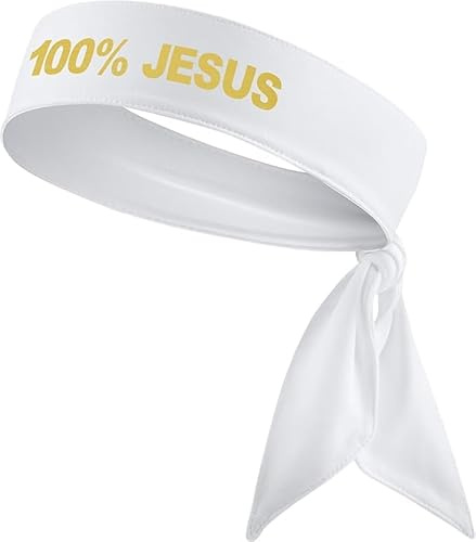 100% Jesus Sports Head Tie Headband Soccer Fútbol Football White Black Athletics Fitness Stretch Sweatband Ninja Tie Bandana