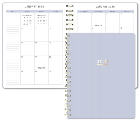 Sweetzer & Orange 2026-2027 Monthly Planner Notebook – 7.5 x 9.5 Two-Year Calendar Planner – January 2026 to December 2027 – Clean Monthly Layout, Sturdy 120gsm Paper, Gold Spiral Binding