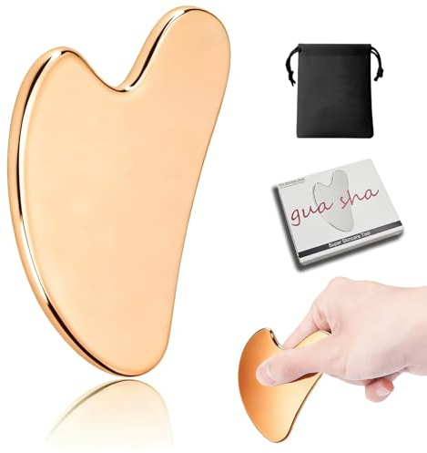 Gua Sha Edelstahl, Gua Sha Stein Gesichtswerkzeug, Guasha Scraping Massage Tool, Metall Lymphdrainage Massageschaber für Gesicht, Augen, Hals, Körper