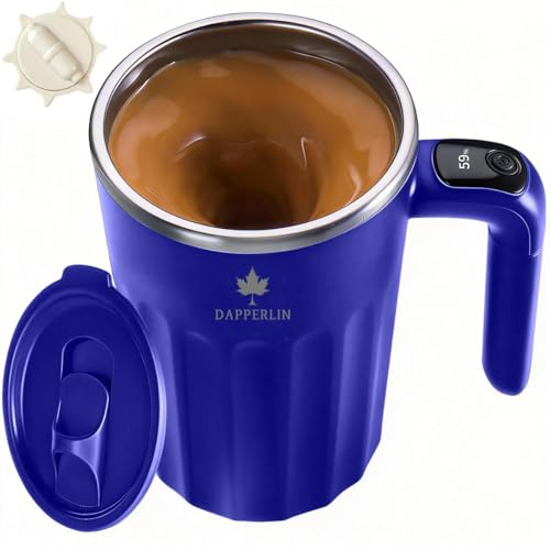 Dapperlin Self Stirring Coffee Mug,Coffe cup,316 Stainless Steel,BPA Free (Blue, 12 Ounces)
