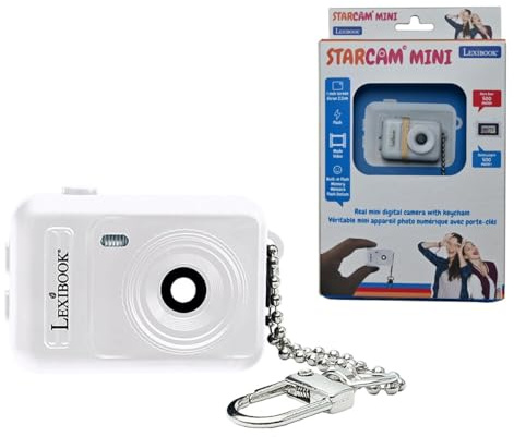 Lexibook, Mini Appareil Photo Porte-clés, DJKC76WHLXB | Mémoire flash intégrée, photos et vidéos, format mini, Blanc