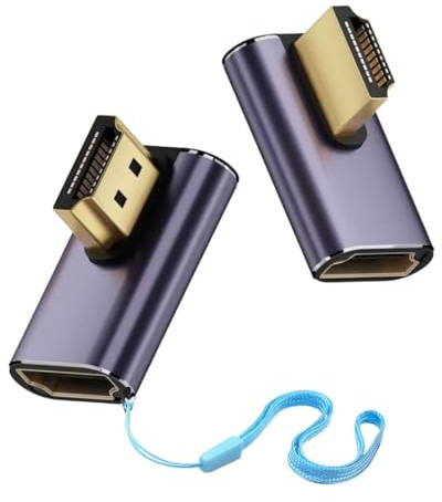 2 Piezas Adaptador HDMI 90 Grados Soporta 48Gbps 8K@60Hz Convertidor HDMI Ángulo con LED y Correa Conector HDMI2.1 Macho a Hembra Corto Extensor para PS5 HDTV Proyector Switch Portátil