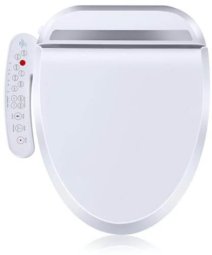 Electronic Heated Bidet Toilet Seat with Air Dryer, Warm Water Wash, Adjustable Temperature, Self-Cleaning Nozzle, Nightlight, and Slow-Close Elongated Design
