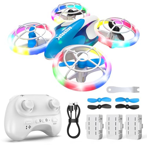 Mini Drohne für Kinder Spielzeug ab 6+ Jahre Jungen, RC Flugzeug Spielzeug Drone mit kühlen LED Lichter, Quadrocopter mit 3D Flips & 3 Akkus, 30 Min Flugzeit, Lustige Geschenk für Kinder Anfänger