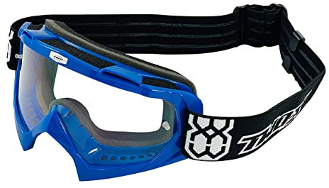 TWO-X Cross-Brille - Motocross Mit Klarem Glas - Kratzfeste Motorrad-Schutzbrille für Enduro & Downhill - Modell Race - Blau