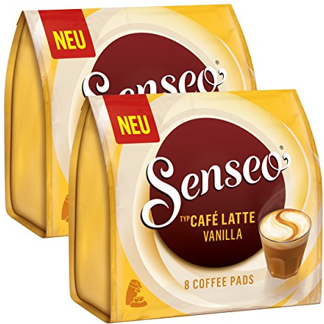 Senseo Café Dosettes Café Latte Vanilla, Vanille Café au Lait, Lait, 16 Pads