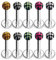 Monster Piercing 10 Stück Packung UV-Checkers Kugeln mit 16 Gauge (1,2 mm) - 10MM Länge 316L chirurgischer Stahl Lippe Labret Tragus Piercing