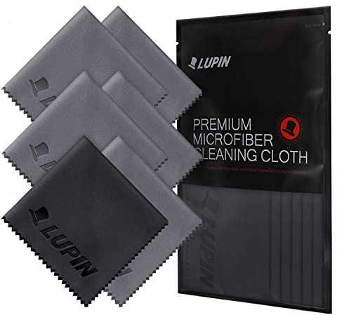 Mikrofaser Reinigungstücher, LUPIN [6 Pack] Prämie Fluse Poliertuch für Handy, Laptops, iPad, Brillen, Auto, TV Bildschirme und andere Oberflächen Mikrofasertuch mit kleiner Beutel - Grau (Gray)
