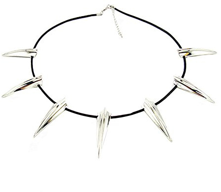 BUUFAN Silver Stainless Steel Necklace for Halloween Cosplay Party | Black Outfit, Costume Jewelry, Dress Up, Gothic Style, Party Wear, Gift Idea