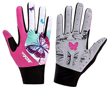 DuShow Cycling Gloves Women Full Finger Pink Touchscreen Bike Gloves Gel Padded Bicycle Long Gloves Mountain Biking Riding Gym Sport Gloves(S,Pink)