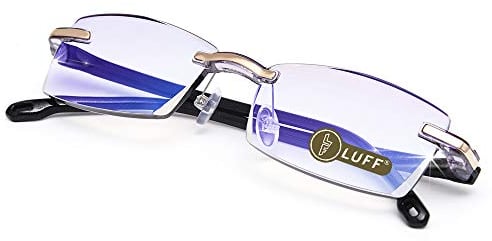 LUFF Lesebrille Hd Anti-Blue Diamond Cut Edge Rahmenlose Lesebrille (+2.5)