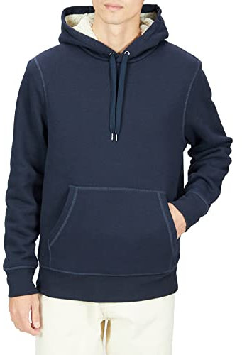 Amazon Essentials Felpa con Cappuccio con Fodera in Sherpa Uomo, Blu Marino, XL