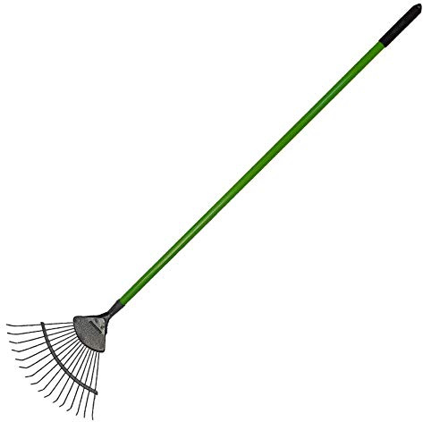 16 Teeth Soil Garden Rake Tubular Handle Carbon Steel 155cm Soil Leaf Raker