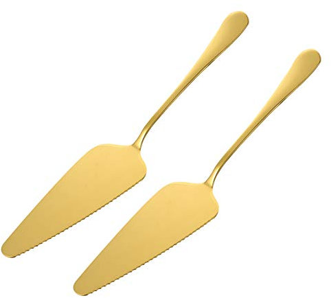 Tortenheber 2tlg. Hochzeitstortenmesser und Tortenheber-Set Tortenheber Tortenhalter Transfer-Tortenschneider Dreikant- -Tortenheber mit feinem Wellenschliff (Gold)