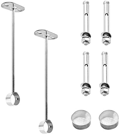 MroMax Gardinenstange, Deckenhalterung, 32 mm, Schrankstangenhalterung, Edelstahl, Stangenendstützen für Schlafzimmer, Schrank, Kleiderstange, Badezimmer und Wohnzimmer, 2 Stück