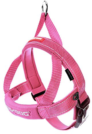 EzyDog Norwegergeschirr Hund für Große, Mittelgroße und Kleine Hunde - 'Quick Fit' Hundegeschirr Gepolstert mit Griff - Norweger Geschirr Hund Reflektierend, Verstellbar (XS, Rosa)