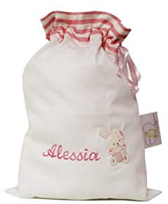 Sacco nascita - Sacchetti primo cambio per ospedale per la nascita con ricamo disegno e nome personalizzabile Neo Mamma (rosa)