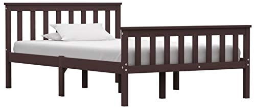 Tidyard Bettgestell Dunkelbraun Holzbett Einzelbett Futonbett Massivholz Bett Bettrahmen Lattenrost Schlafzimmerbett Massivholz Kiefer 120 x 200 cm