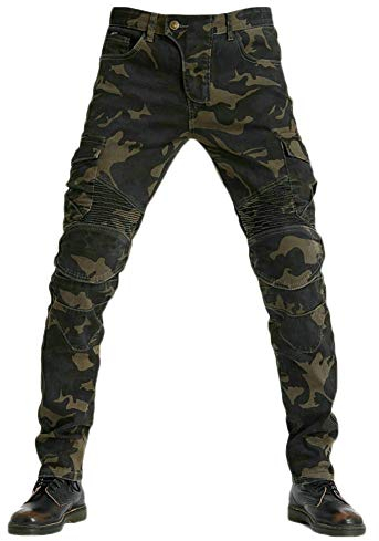 YOUCAI Herren Motorradhose Motorradjeans Denim Motorrad Hose mit Protektoren Motorradbekleidung Schutzkleidung Slim Fit Denim Hose,Camo,XL