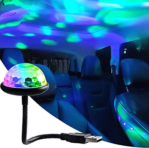 KaiDengZhe 1PCS Romantique Auto USB Mini lumières de soirée disco Son Activé Flexible Multi-Couleur De Voiture Atmosphère Décorations Lampe Magique Stroboscopique Lumière pour Voiture, Chambre, Fête