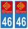 Hadexia Aufkleber für Nummernschild, Auto, Departement 46, Set mit Logo der Region Okzitanien