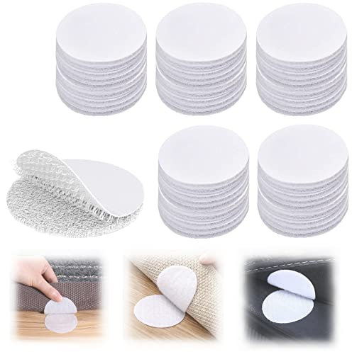 Qazuwa 50 Stück klettpunkte selbstklebend klett klebepunkte Self Adhesive Klett Runde Klettband Selbstklebend Extra Stark, Für Papier, Kunststoff, Glas, Leder, Metall, Kleidungsstücke (50mm,Weiß)