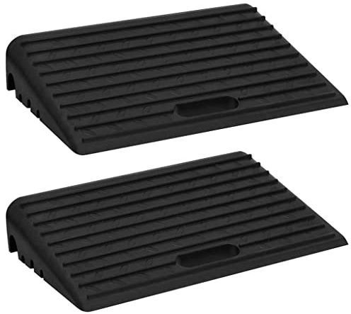 vidaXL 2X Bordsteinrampe Schwellenrampe Auffahrrampe Auffahrhilfe Rollstuhl Auto Rollstuhlrampe Gummirampe Bordsteinrampen 50x30x11cm Gummi