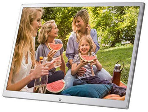 Digital Photo-frame,12/13/15/17 Inch High-definition LED Electronic LCD Digital Picture Frames, Portable Blu Ray Player Image Preview Video Calendar Clock Automatic On/Of(Size:12 inch,Color:Silver)