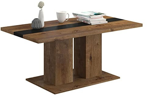 Mirjan24 Couchtisch Tageni, 110x60x53 cm, Stylischer Rechteckiger Sofatisch, Kaffeetisch, Tee Tisch, Wohnzimmertisch, Beistelltisch (Eiche Lefkas/Eiche Lefkas + Schwarz)