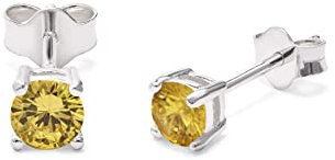 Sterling Silber Citrin CZ Geburtsstein Klaue 4 mm Ohrstecker