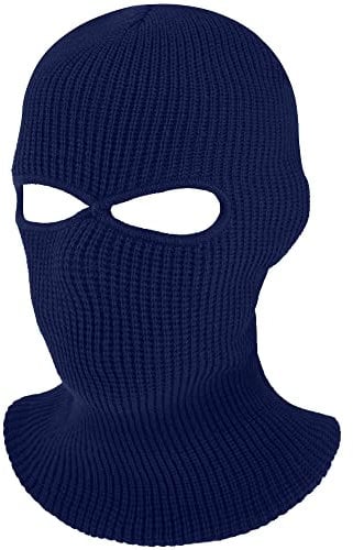 Geyoga Winter Gestrickte Sturmhaube mit 2 Löchern Strick Skimaske Vollgesichtsabdeckung (Erwachsenengröße, Marineblau)