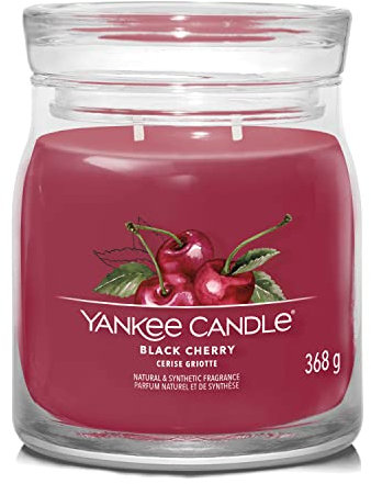 Yankee Candle Candela profumata firmata | Candela in barattolo medio di ciliegia nera con doppio stoppino | Candela in miscela di cera di soia | Regalo perfetto per le donne