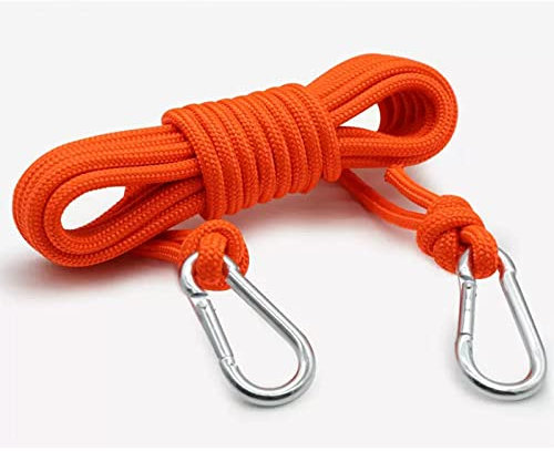 HAMIMI Sicherungsseil Outdoor-Seil Kletterseil Nylon Statisches Seil Mit 2 Stahlhaken Für Arbeiten in Der Höhe/feuerleiter/abseilen/Sport Camping Usw,8mm-5m