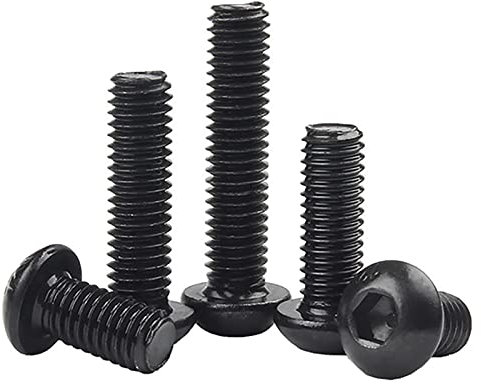 FandWay 100 Pièces Vis à Métaux Tête Bombée,Acier Au Carbone 10,9 Noir Vis à Bouton Tête Hexagonale,ISO 7380 M5x8/12/16/20/30mm Vis à Six Pans Creux Boulons à Tête Hexagonale.