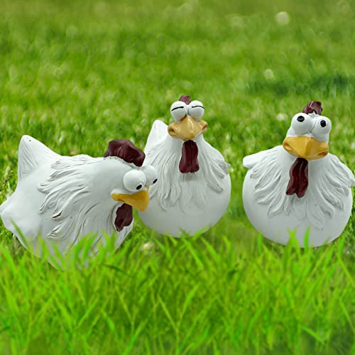 Keramik Huhn Gartendeko 3 Stück Hühner Deko Figuren Zaun Gartendeko für Draußen Deko Hühner für Garten Huhn Gartenstecker Huhn Deko Garten für Zaun Garten Bauernhof