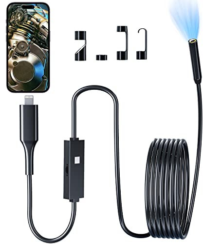Endoskopkamera mit Licht, Colofree HD Endoskop-Kamera Handy Wasserdichtes IP67 Kein WLAN kein Aufladen Erforderlich Inspektionskamera Kanal-Kamera Handy mit 8 LED Licht für iOS(16.4 FT/5M)